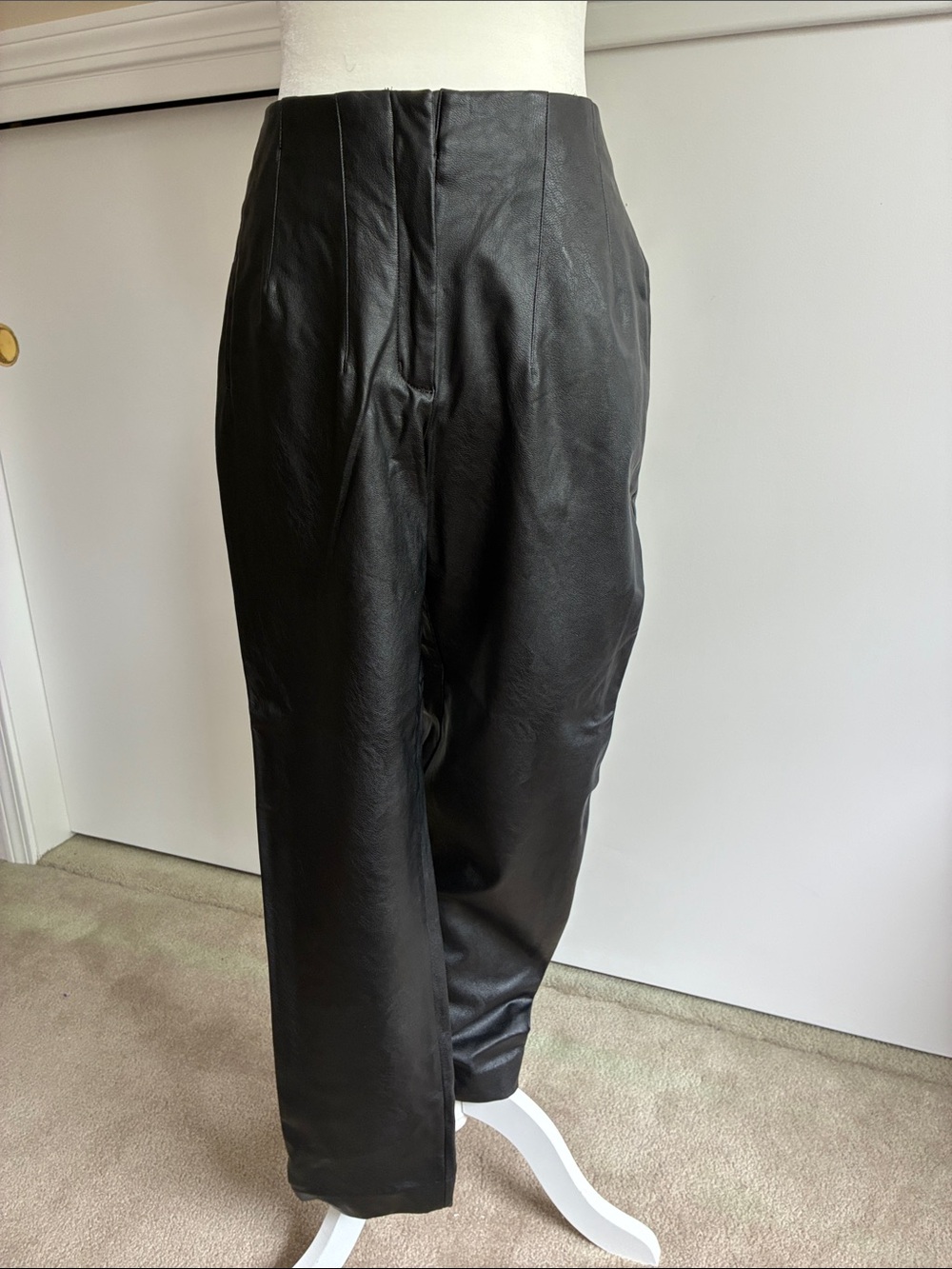 Express Black Straight-Leg Leather Pants